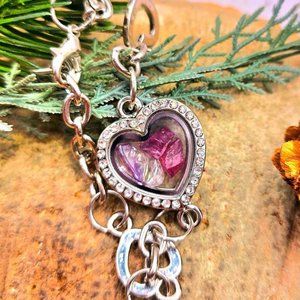 Nature Super Seven Crystal Ruby Floating Locket Sparking Heart Bracelet